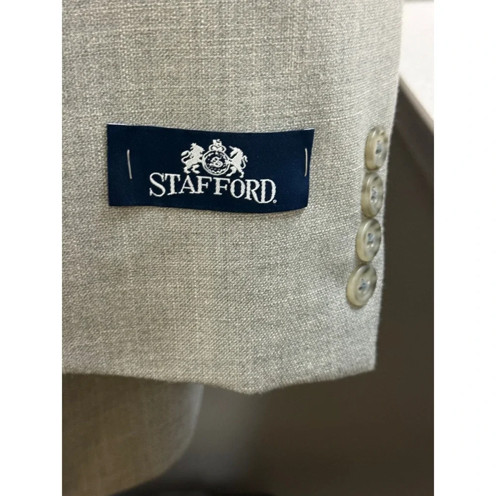 Stafford Mens Gray Blazer Jacket 42R Polyester Rayon Classic Fit‎